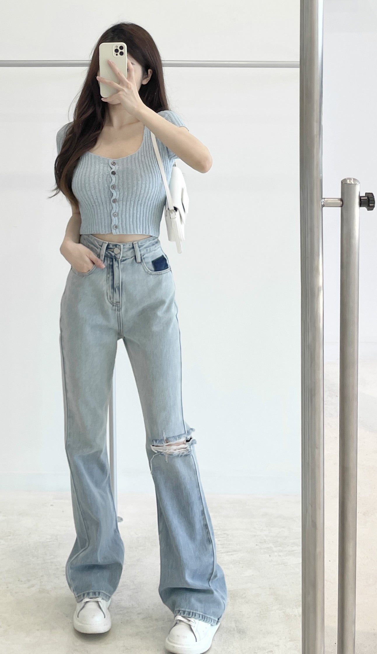 stretch knit short sleeve