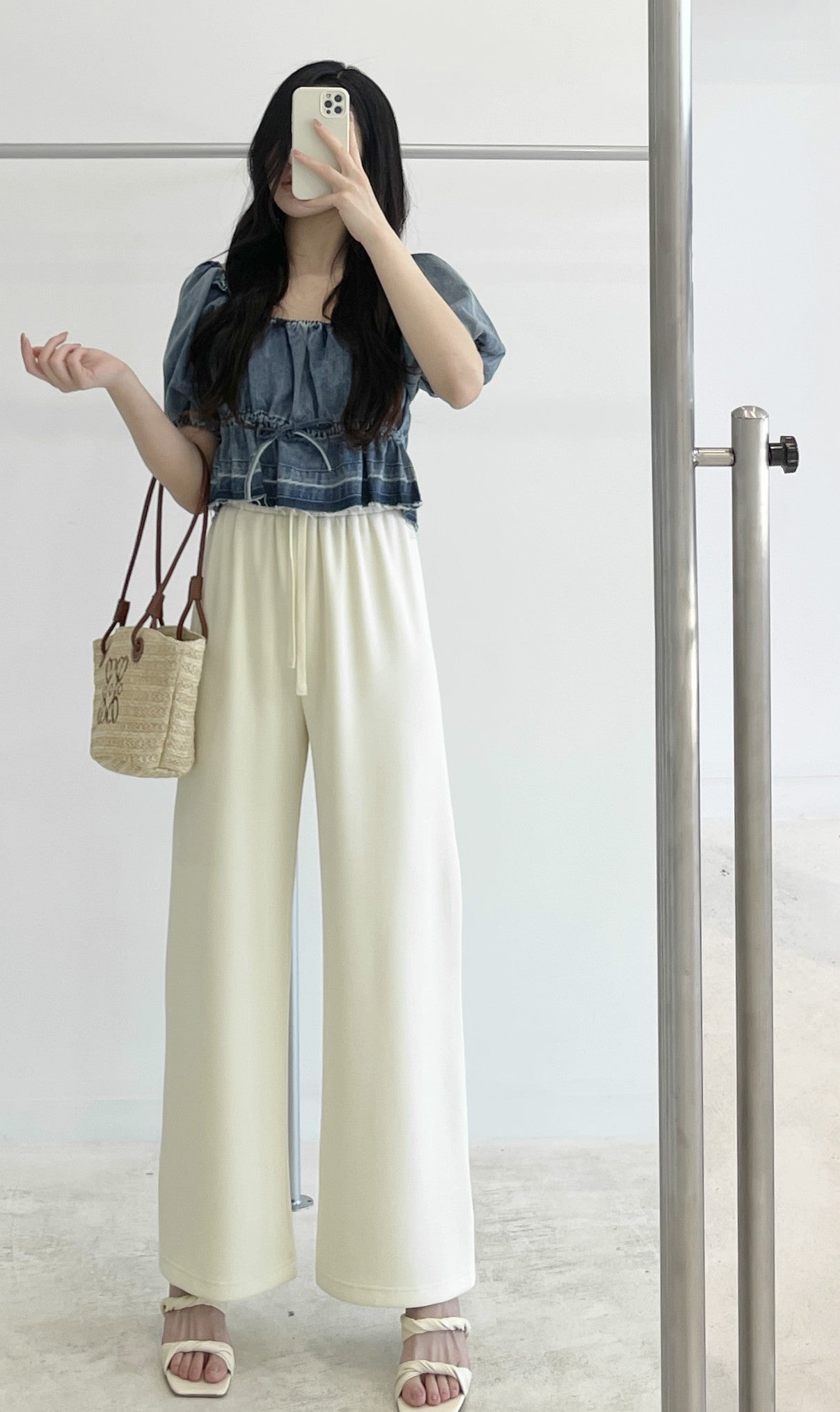 denim short-sleeve shirt