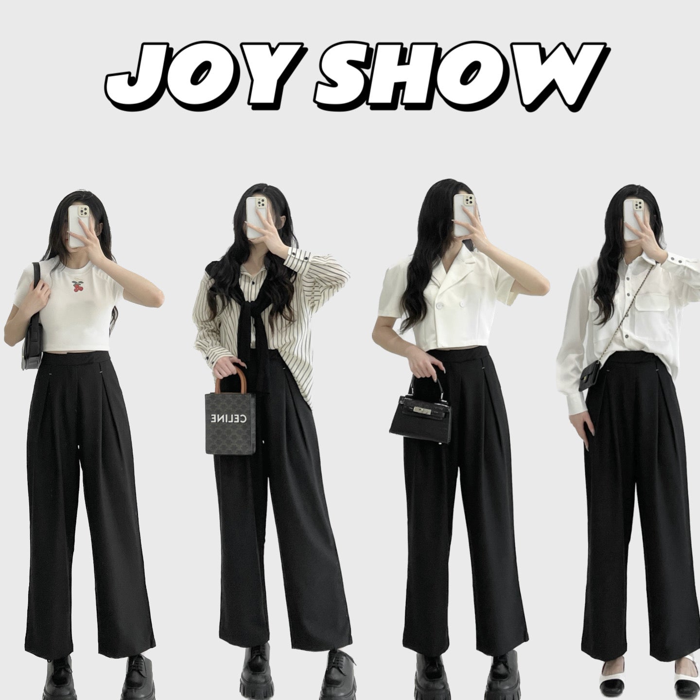 High-Waisted Wide-Leg Suit Trousers