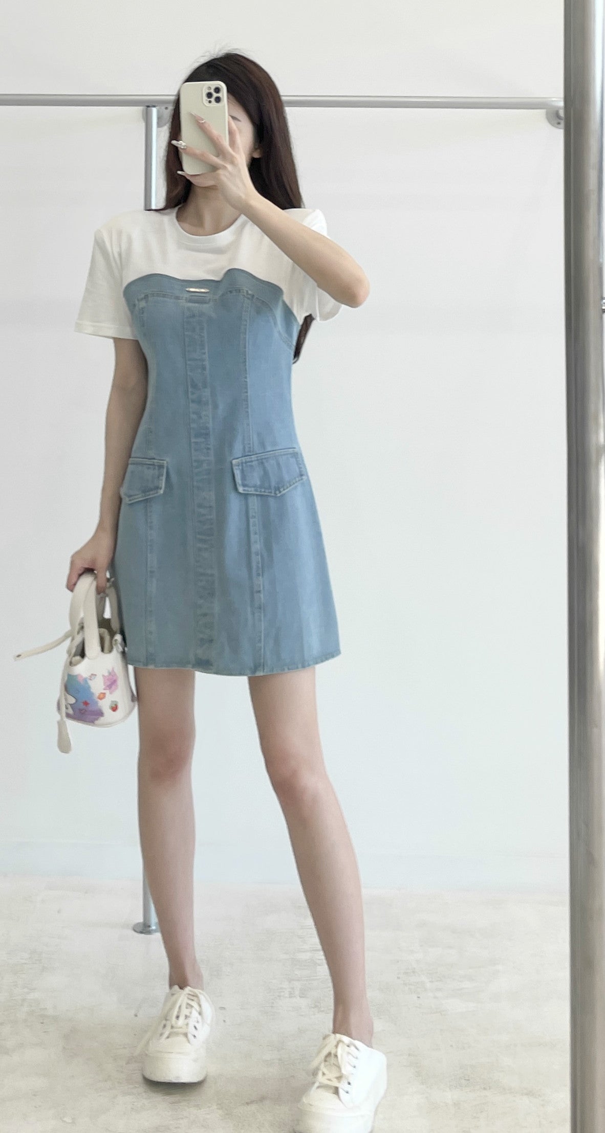 short-sleeve denim dress