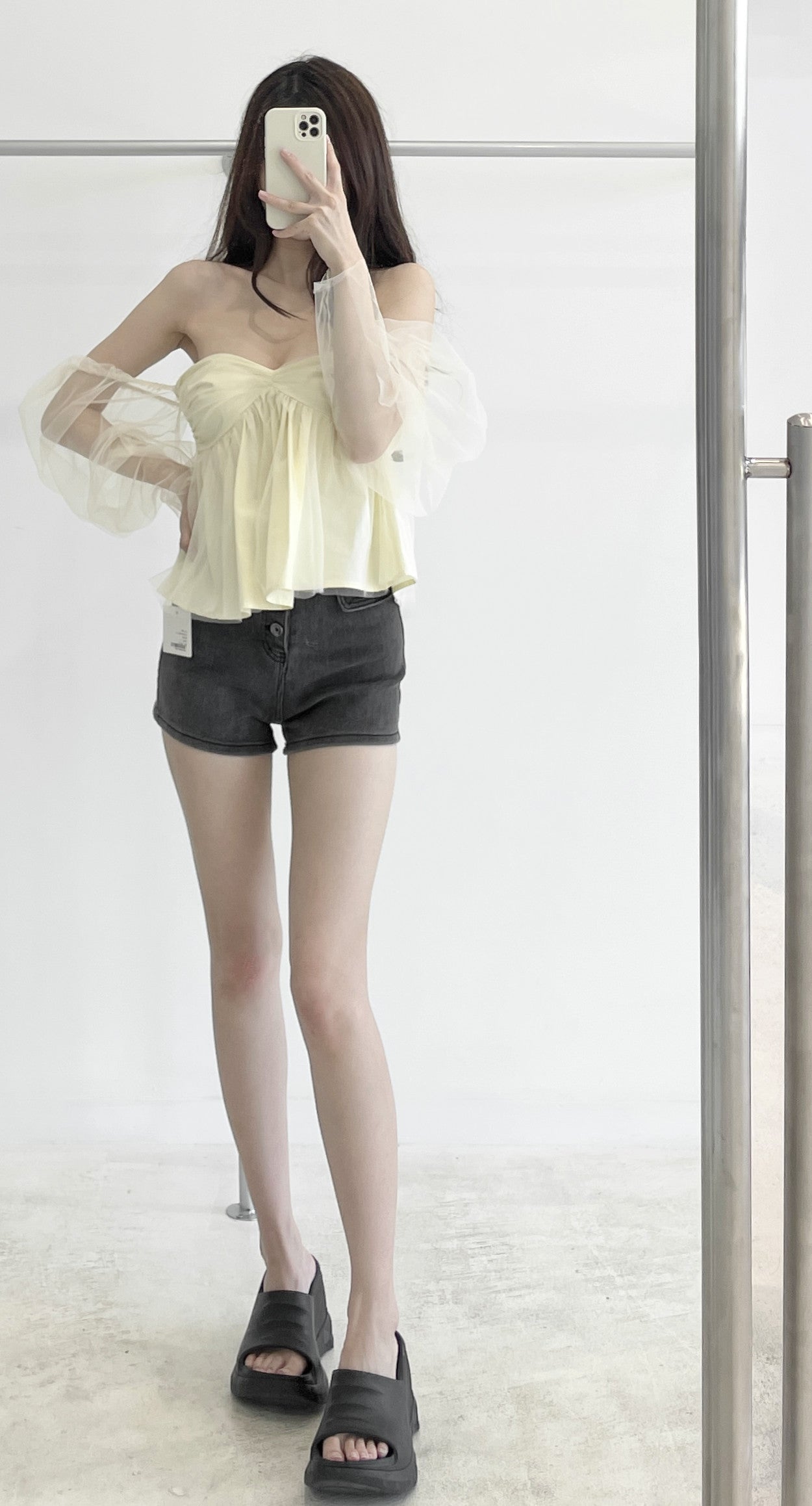 Detachable sleeve mesh short top