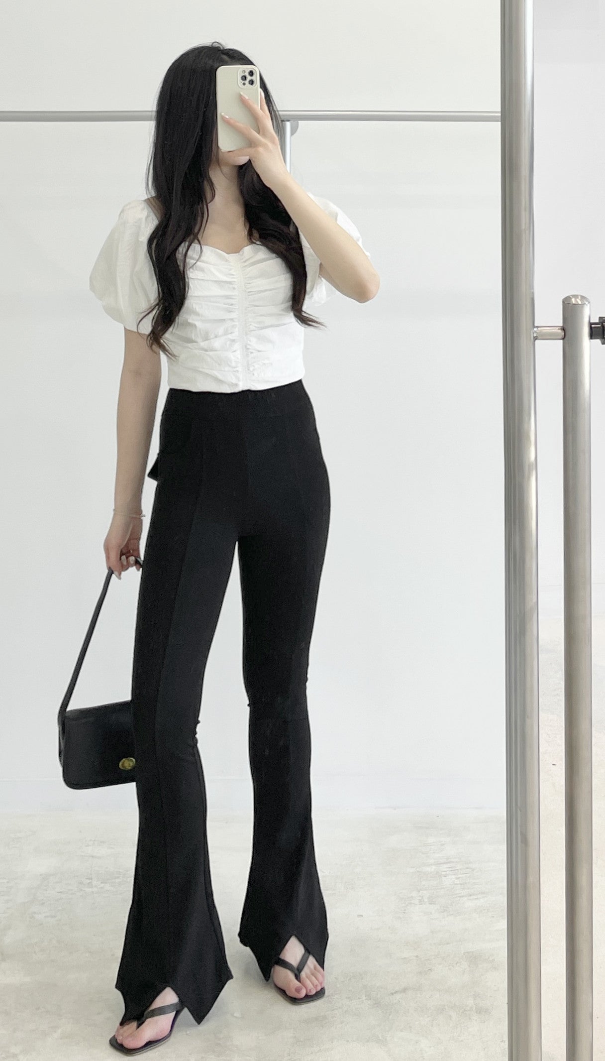 Pleated short-sleeve top