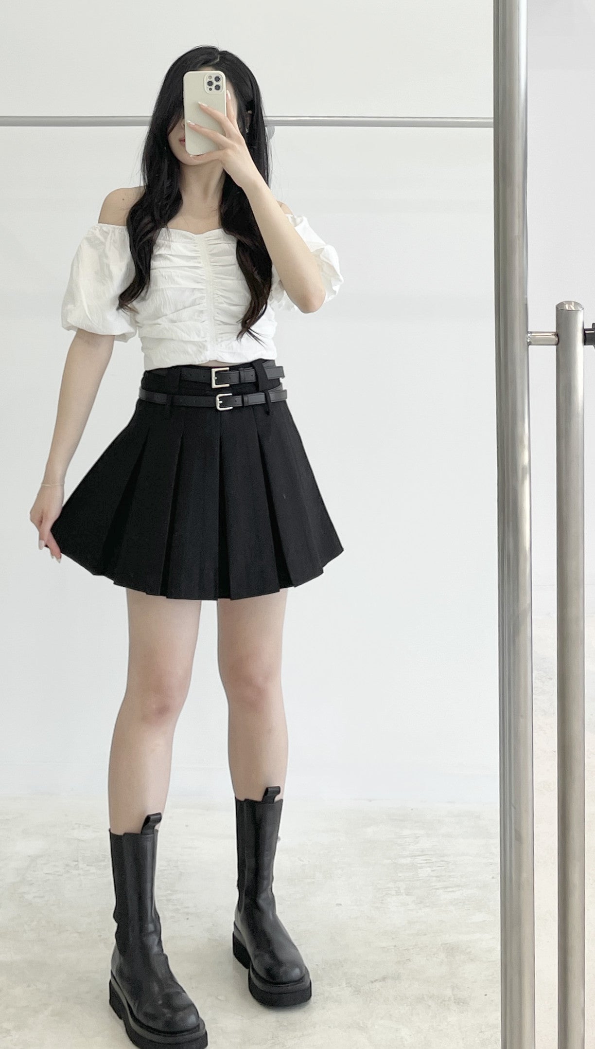 Pleated short-sleeve top