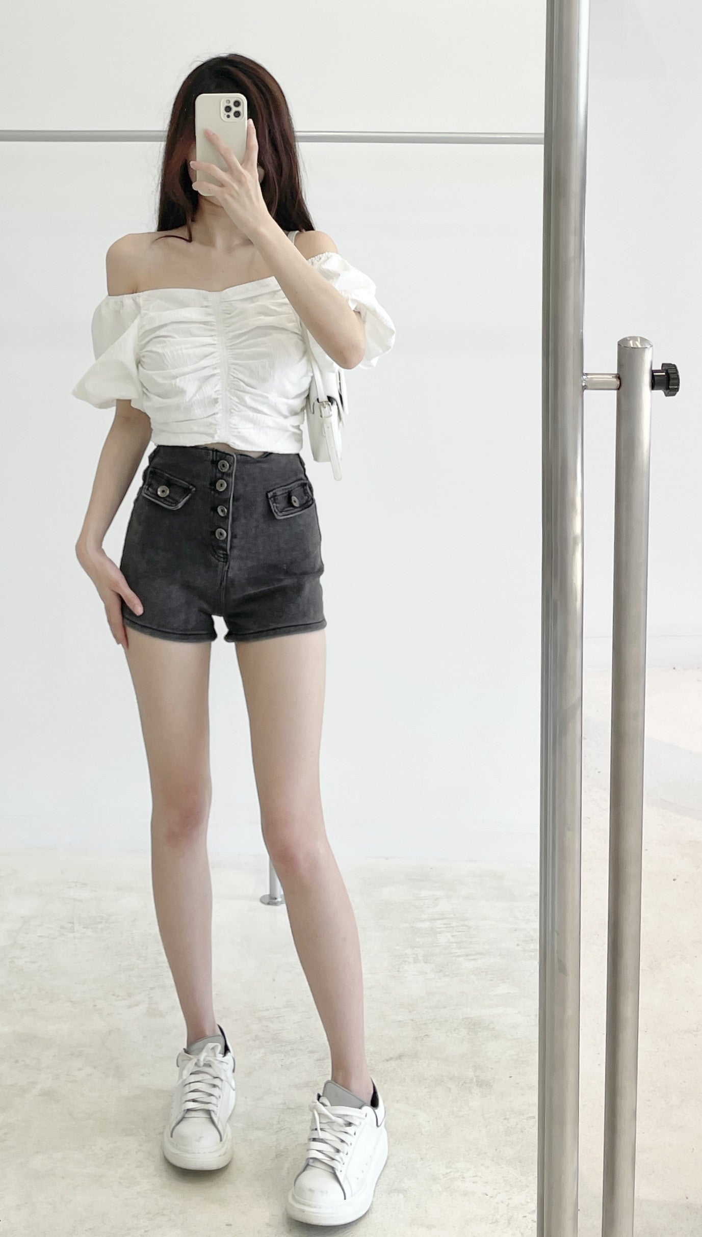 Pleated short-sleeve top