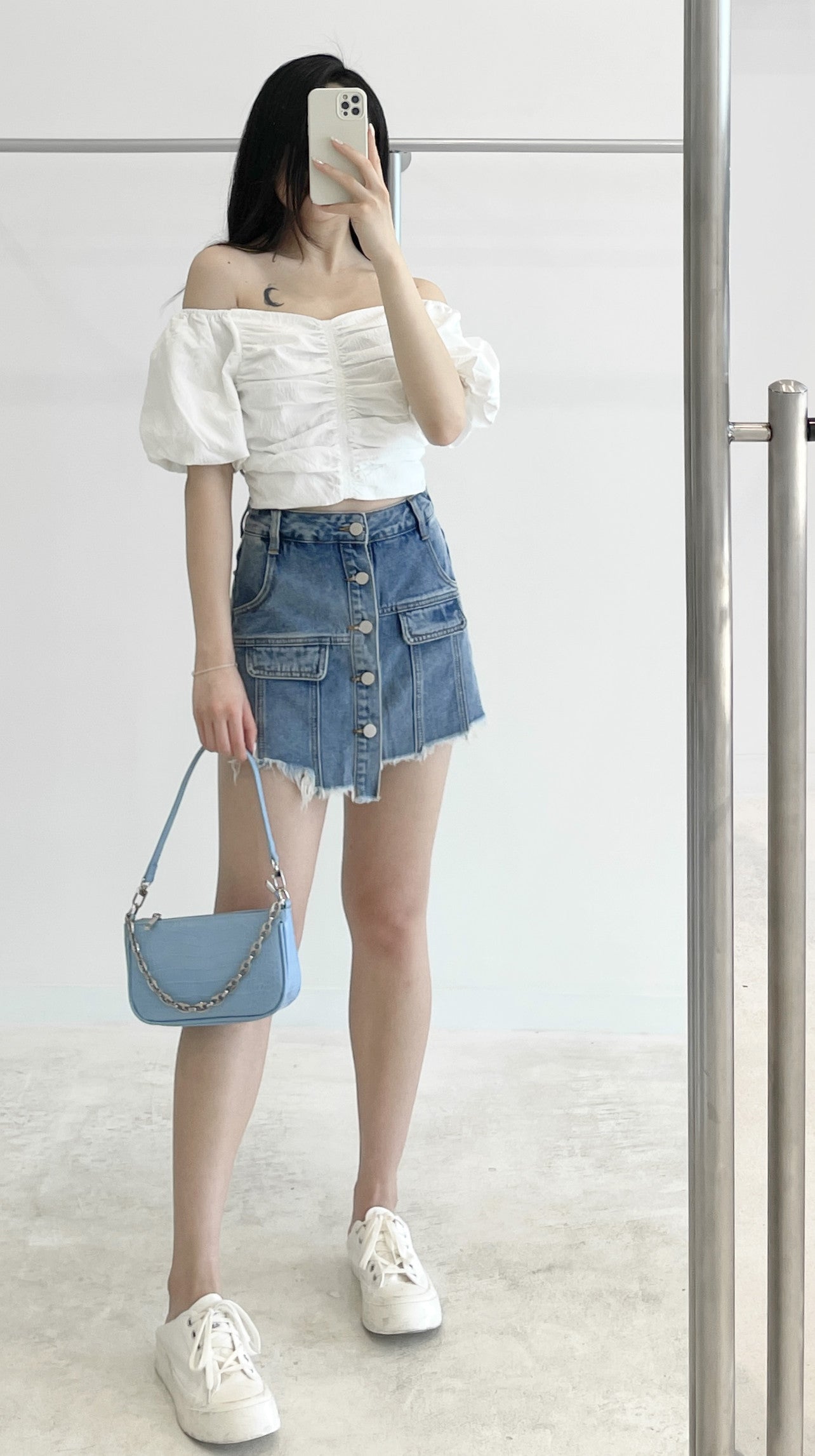 Pleated short-sleeve top