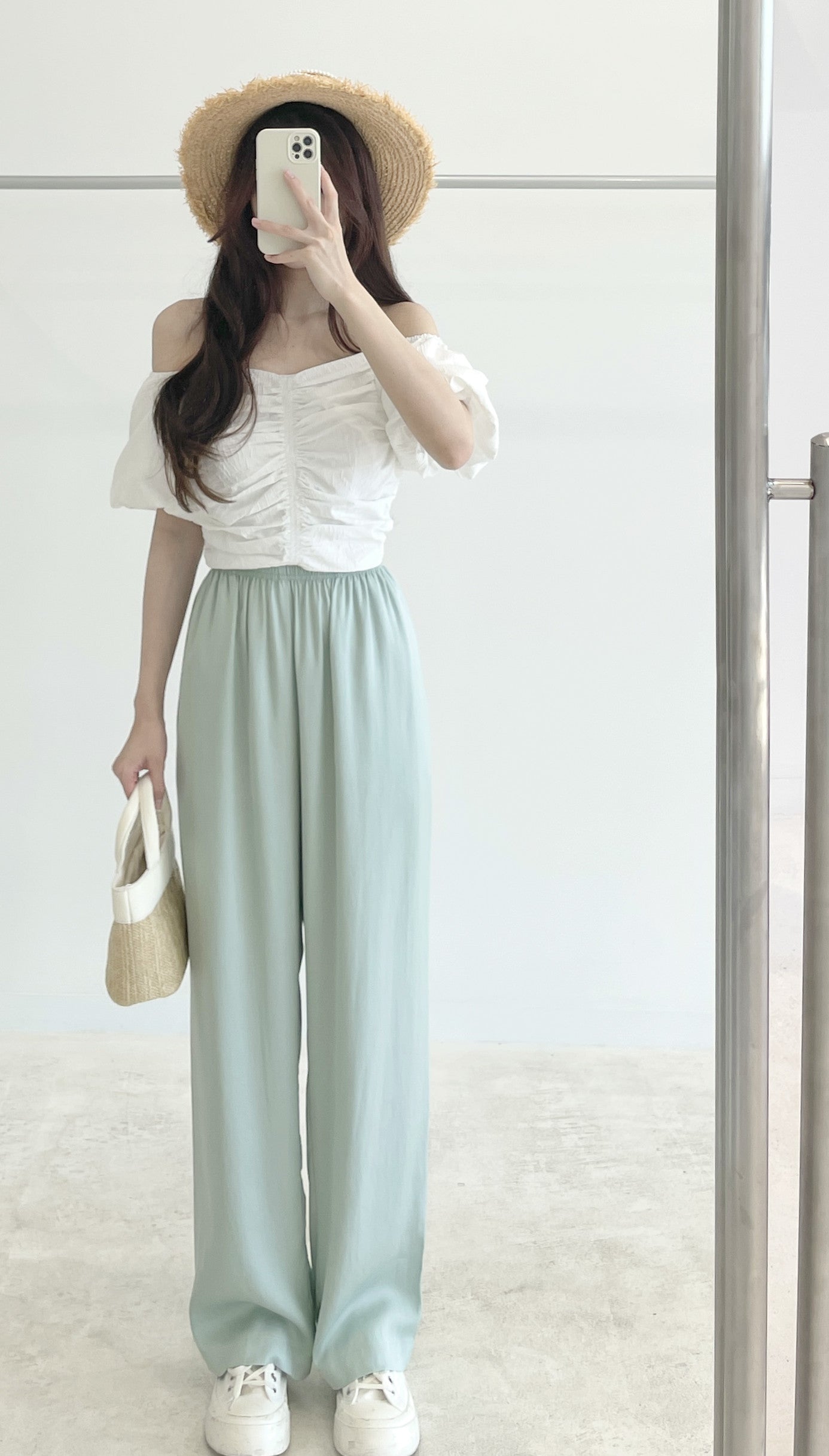 Pleated short-sleeve top