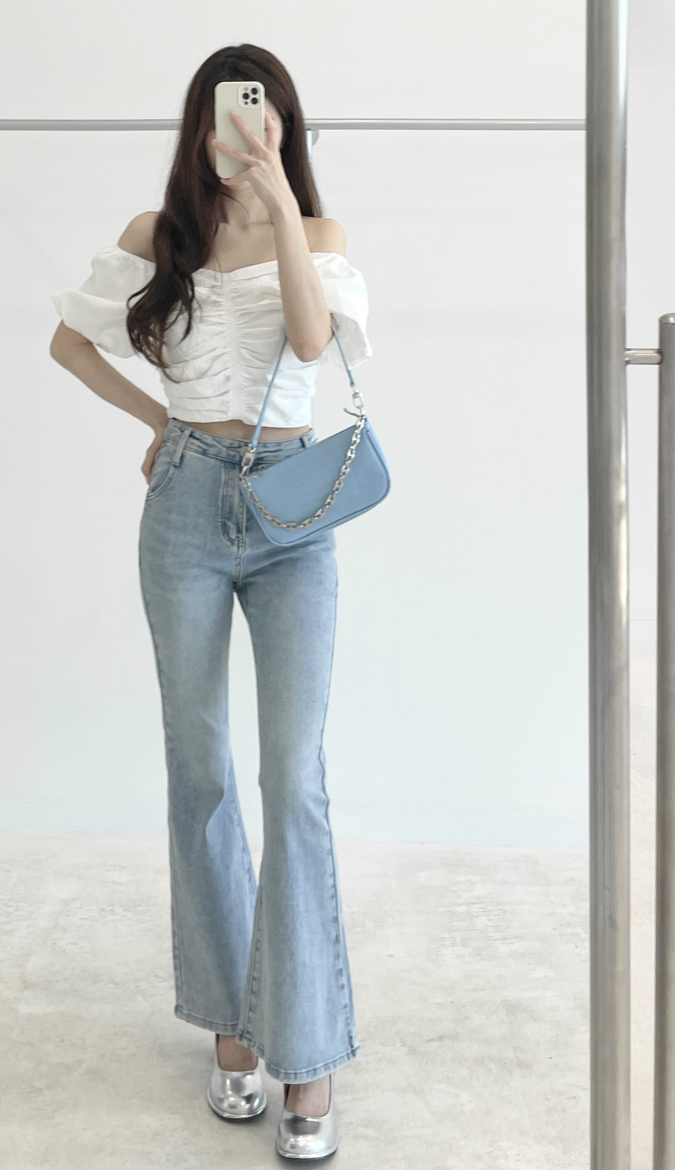 Pleated short-sleeve top
