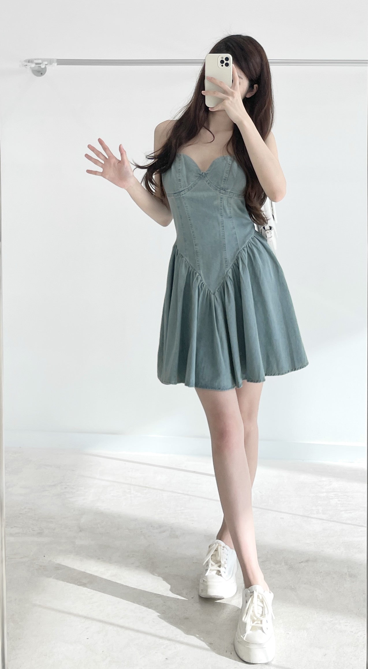Denim overall dress