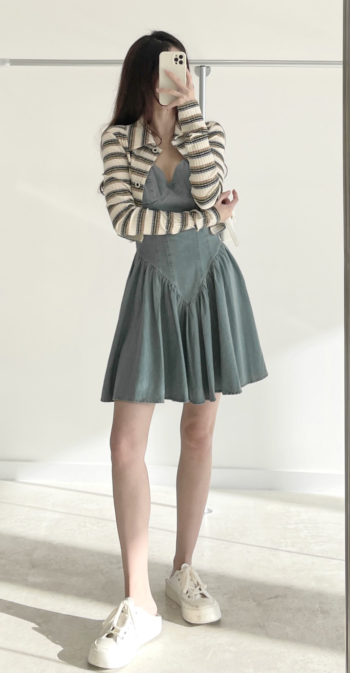 Denim overall dress