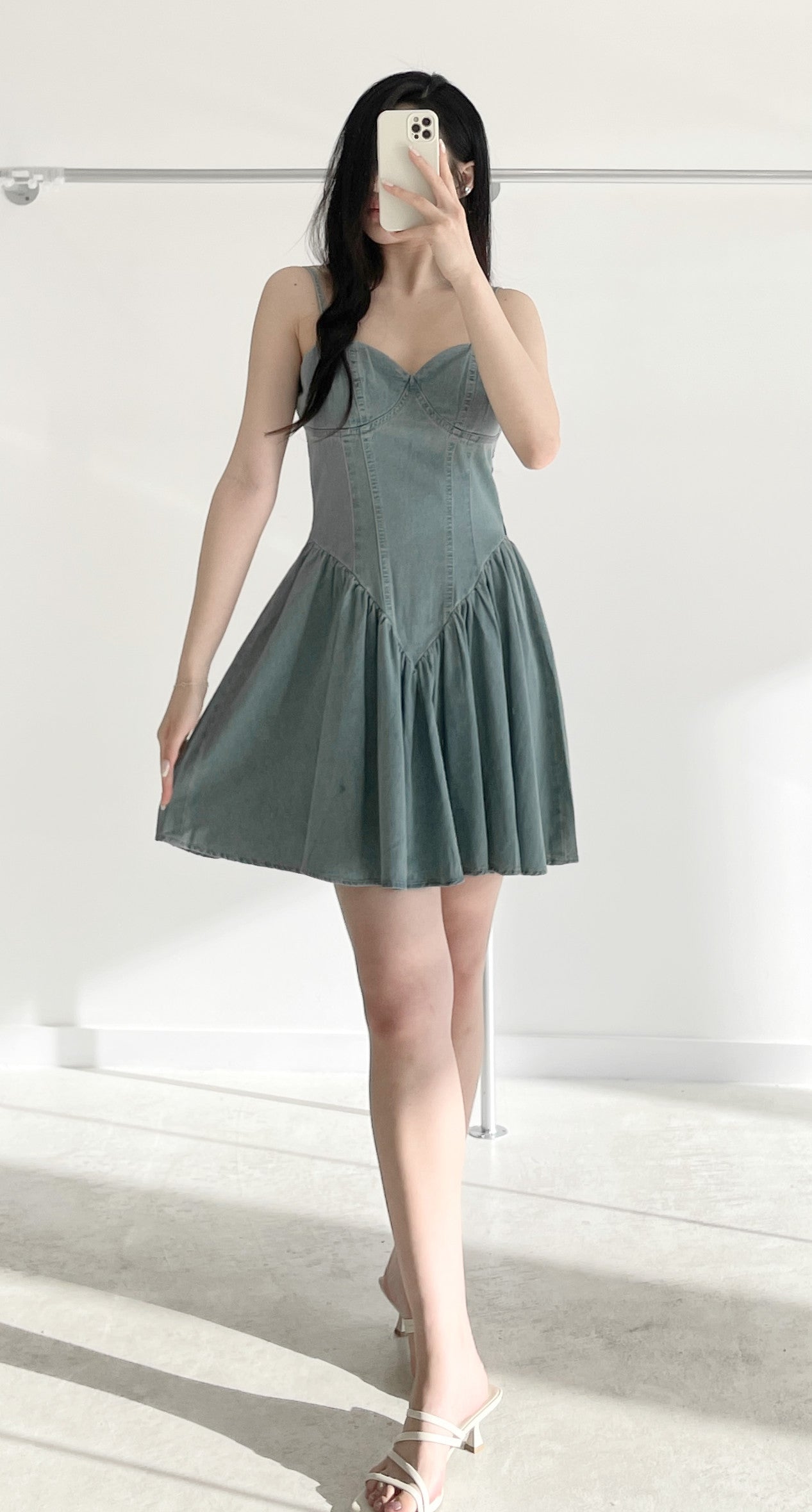 Denim overall dress