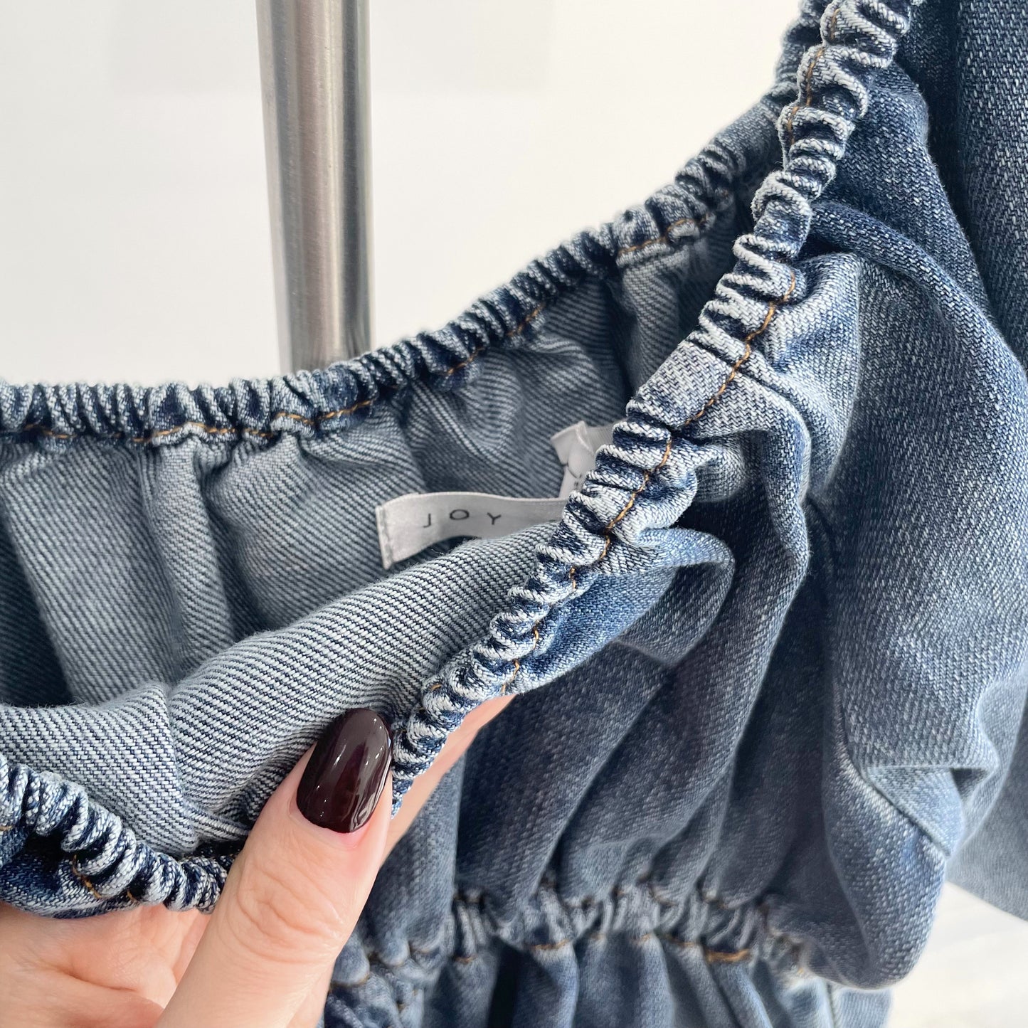 denim short-sleeve shirt