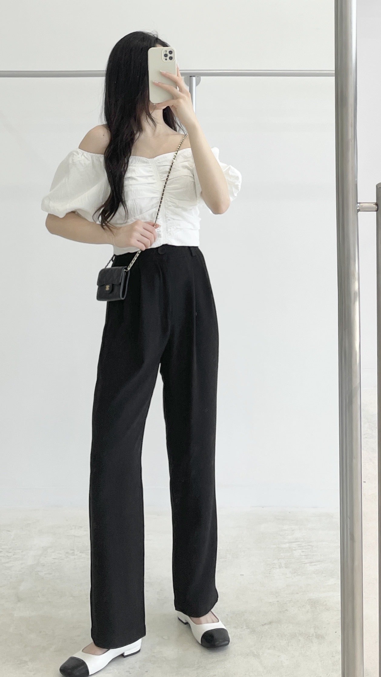 Pleated short-sleeve top