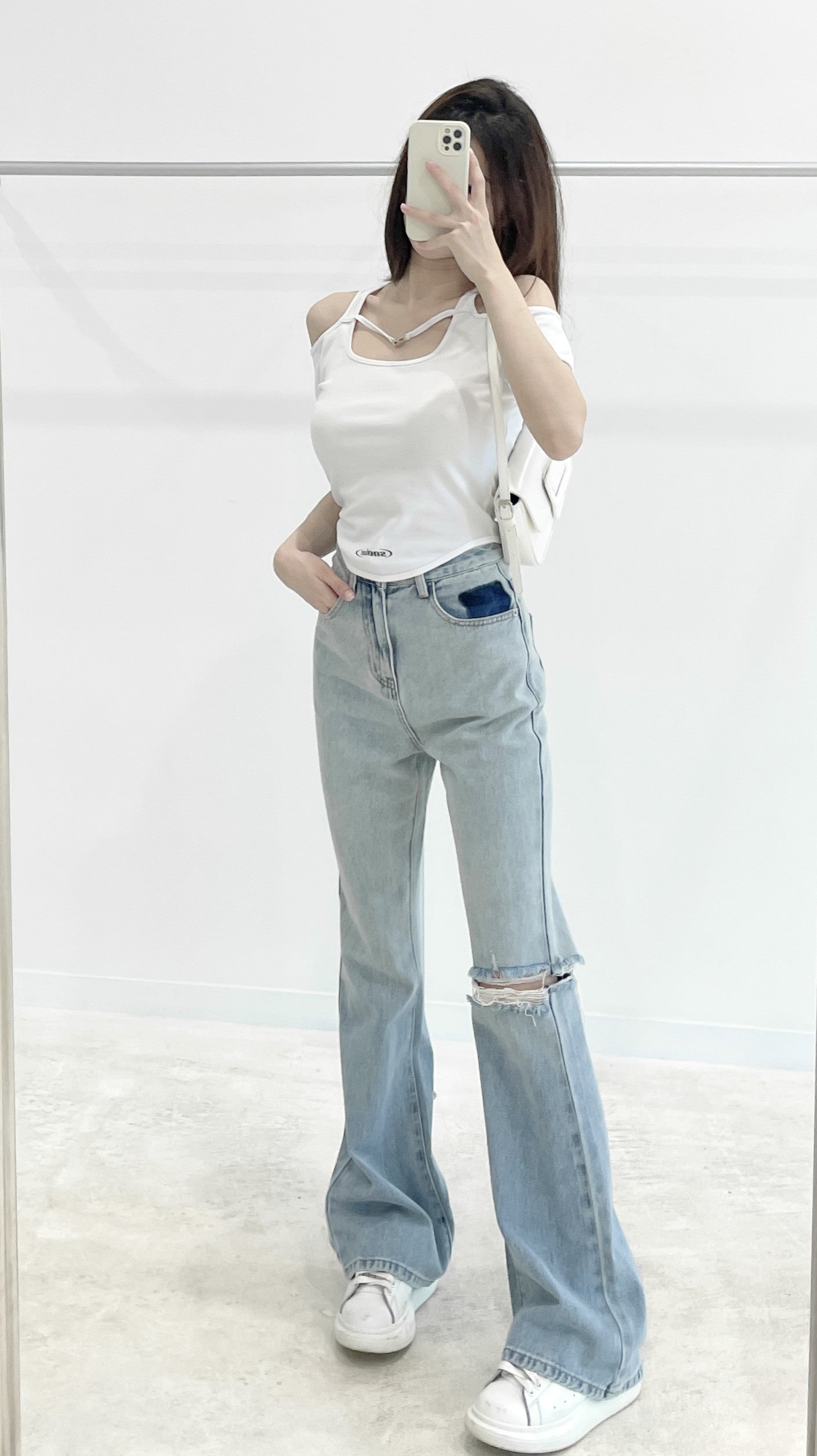 Off-shoulder short-sleeve top