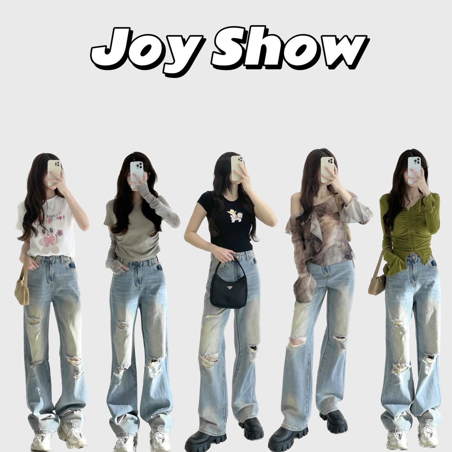 High-Waisted Distressed Wide-Leg Jeans
