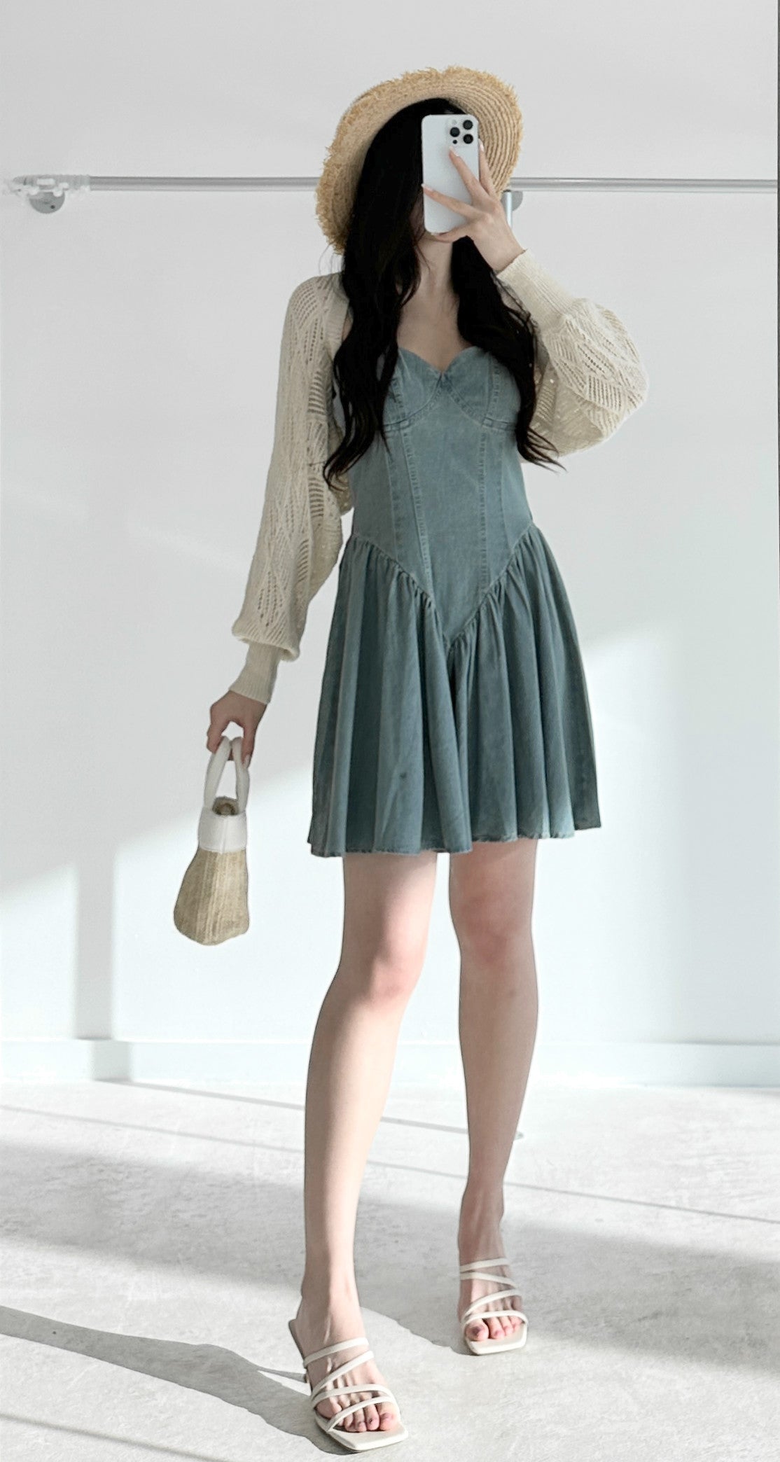 Denim overall dress
