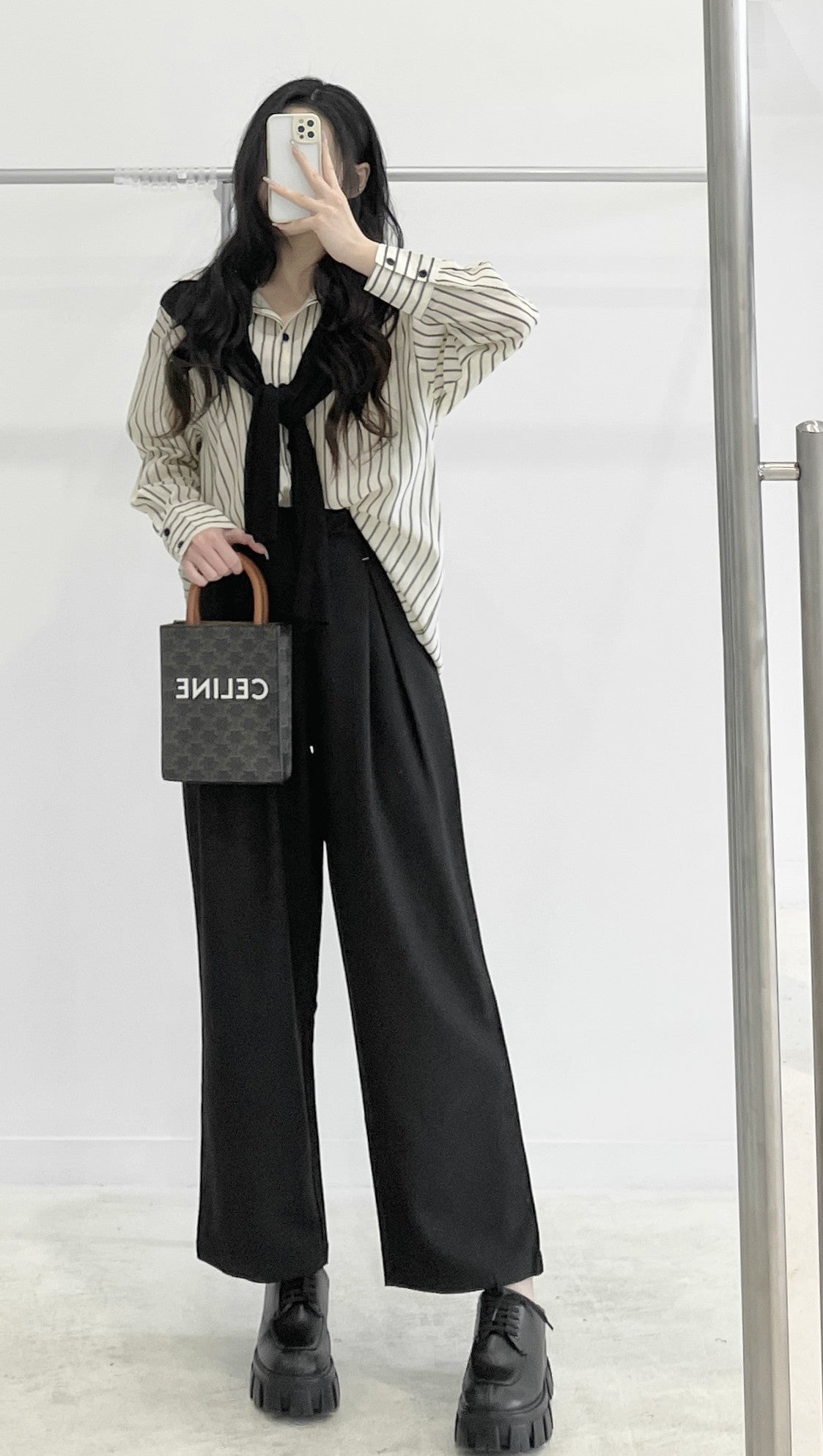 High-Waisted Wide-Leg Suit Trousers