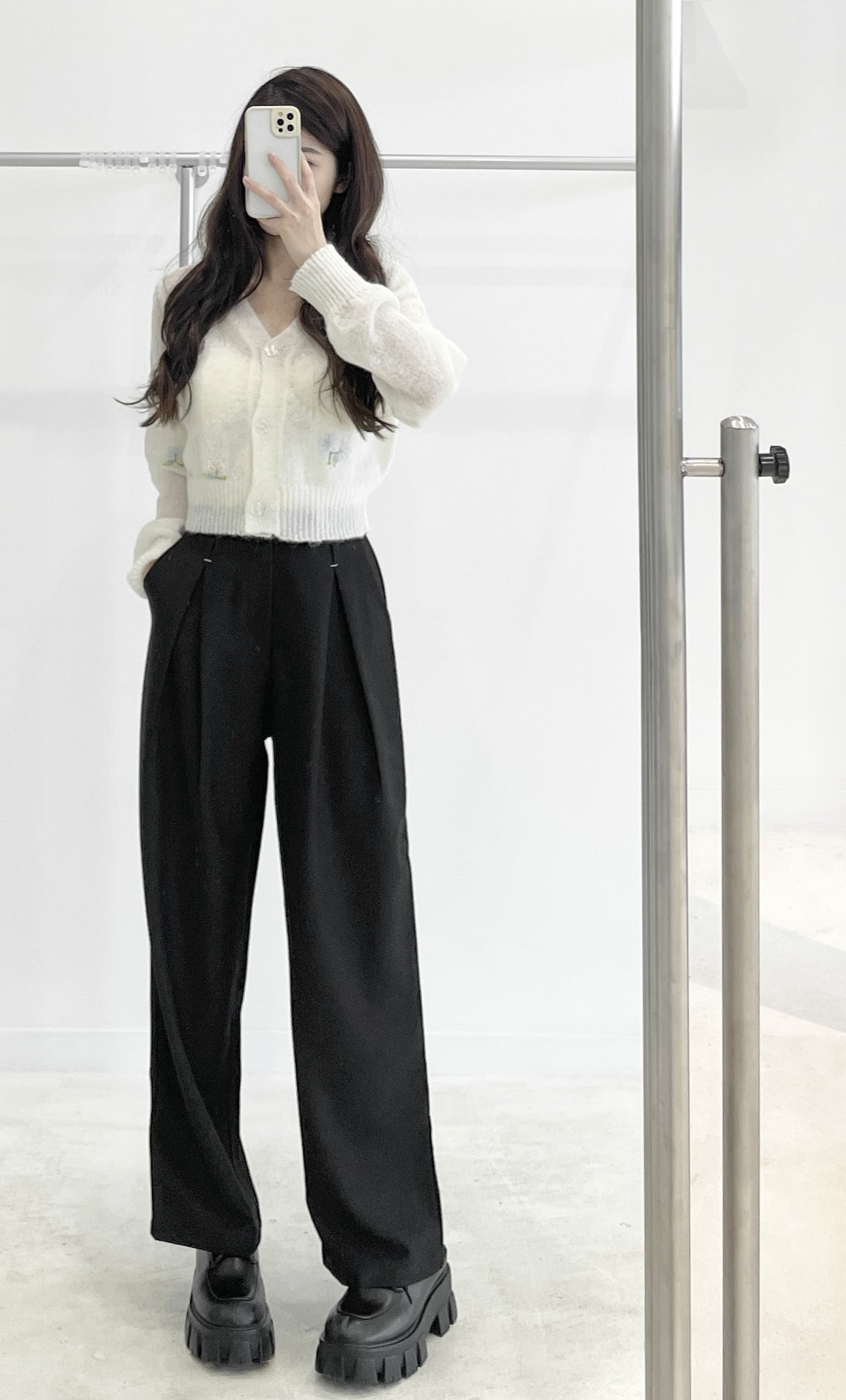 High-Waisted Wide-Leg Suit Trousers