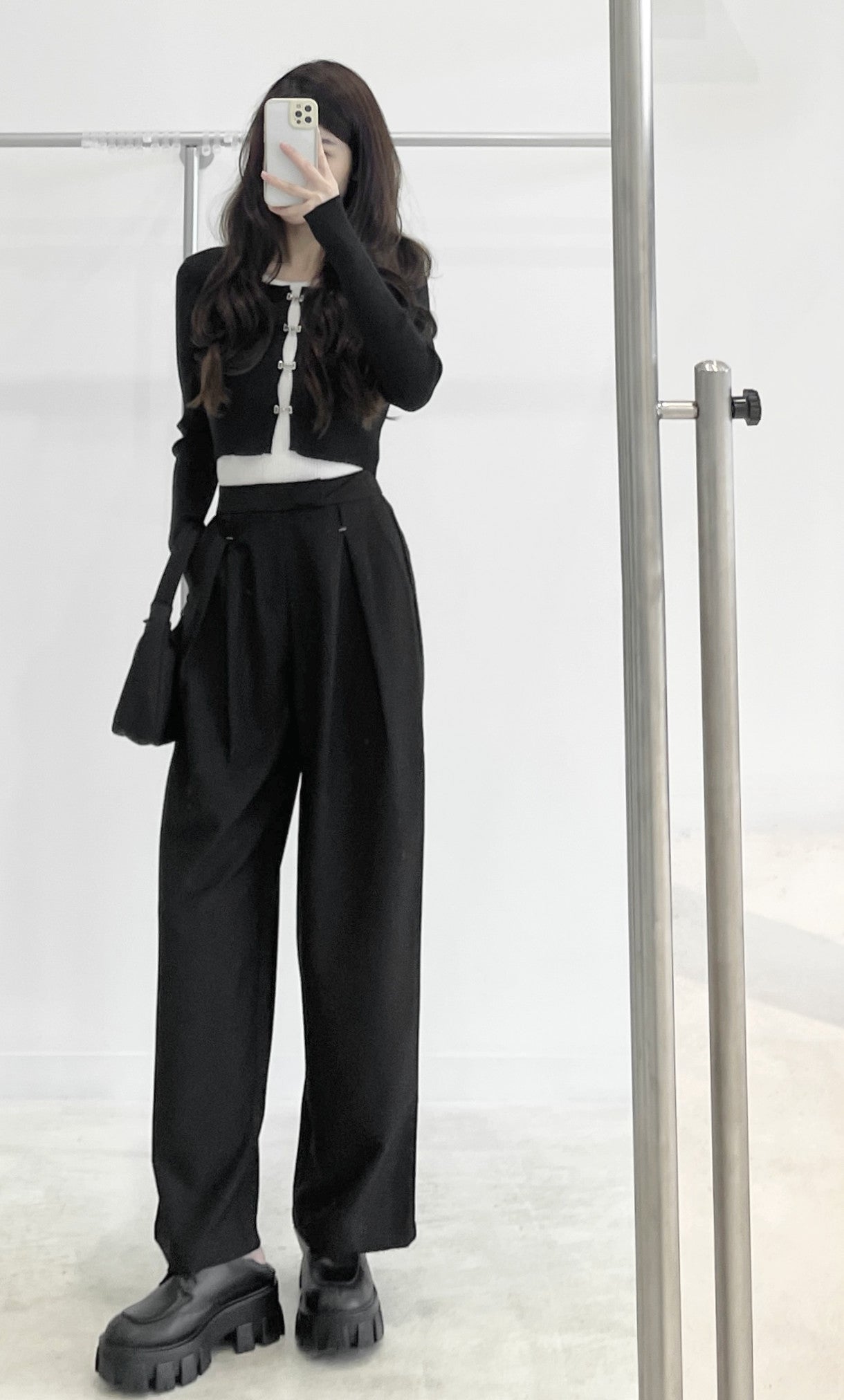 High-Waisted Wide-Leg Suit Trousers