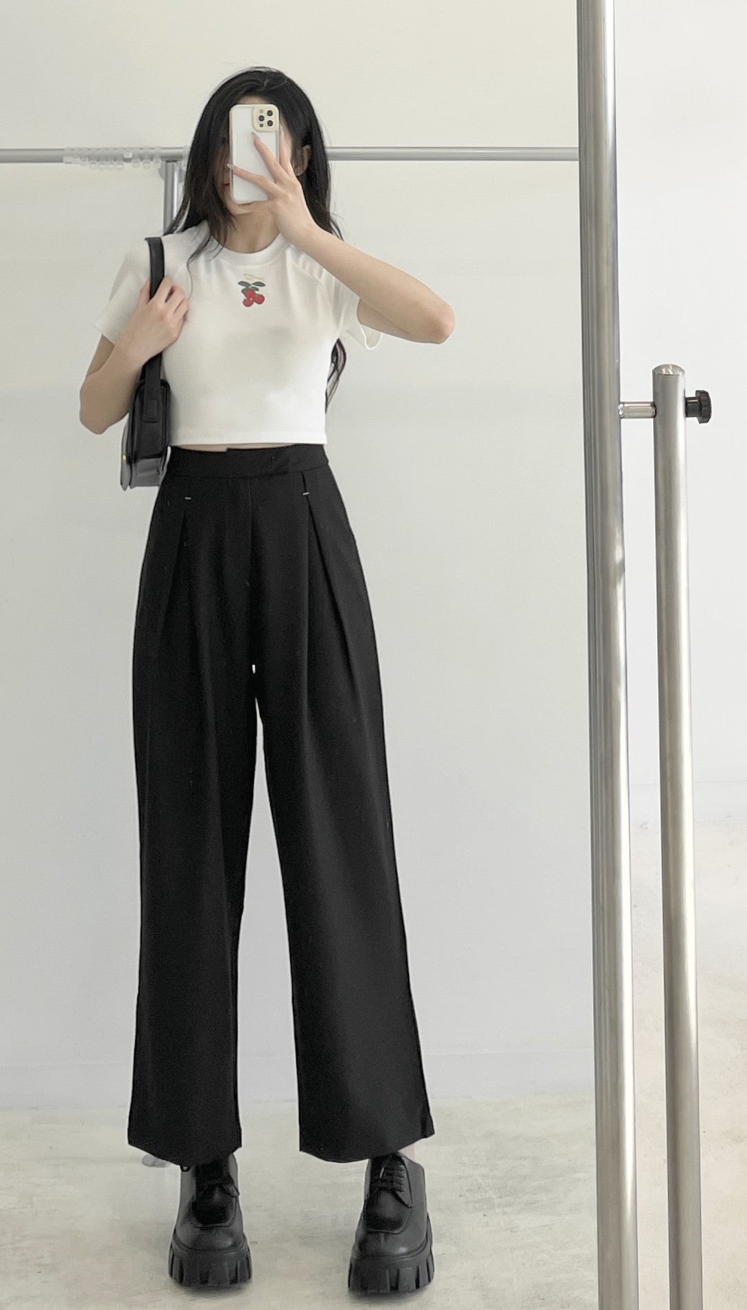 High-Waisted Wide-Leg Suit Trousers