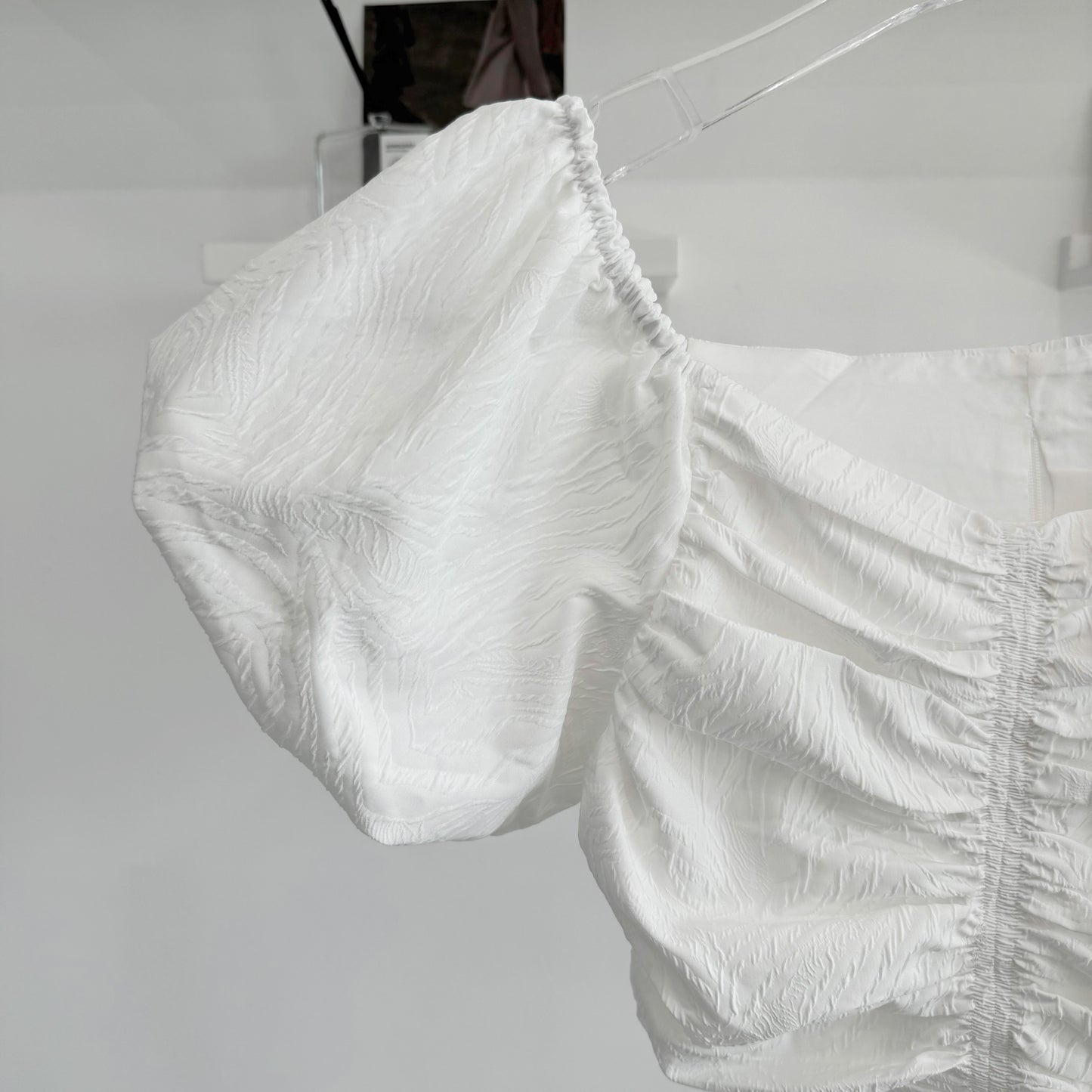 Pleated short-sleeve top