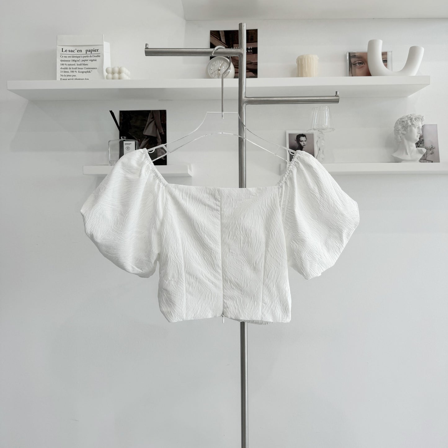 Pleated short-sleeve top
