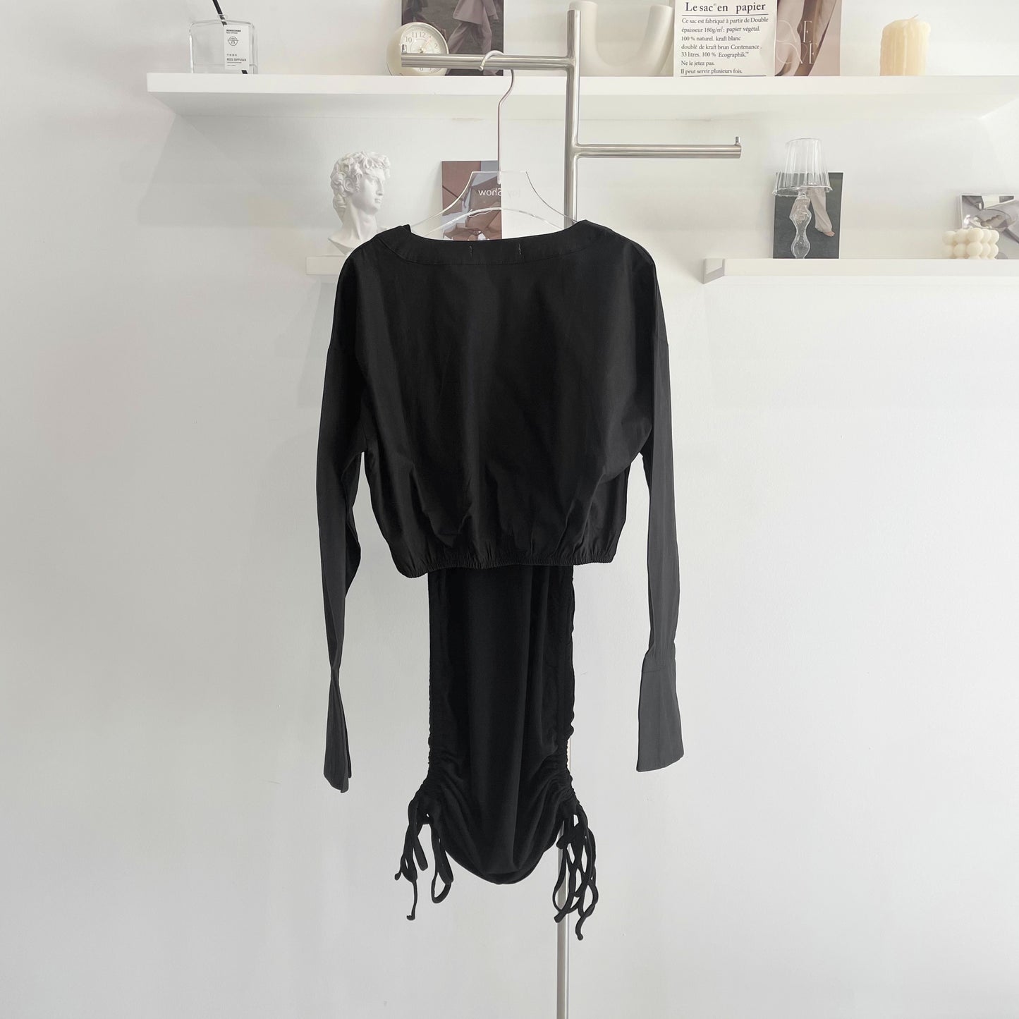Long-Sleeve Shirt and Camisole Dress Set