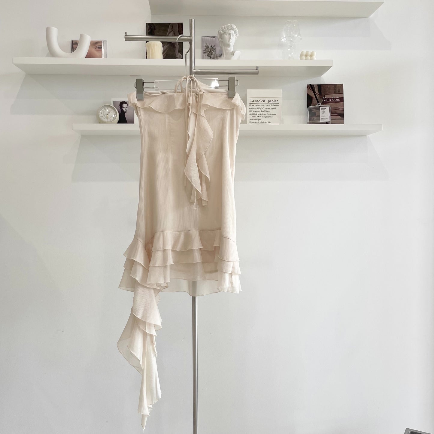 Rose off-shoulder halterneck dress
