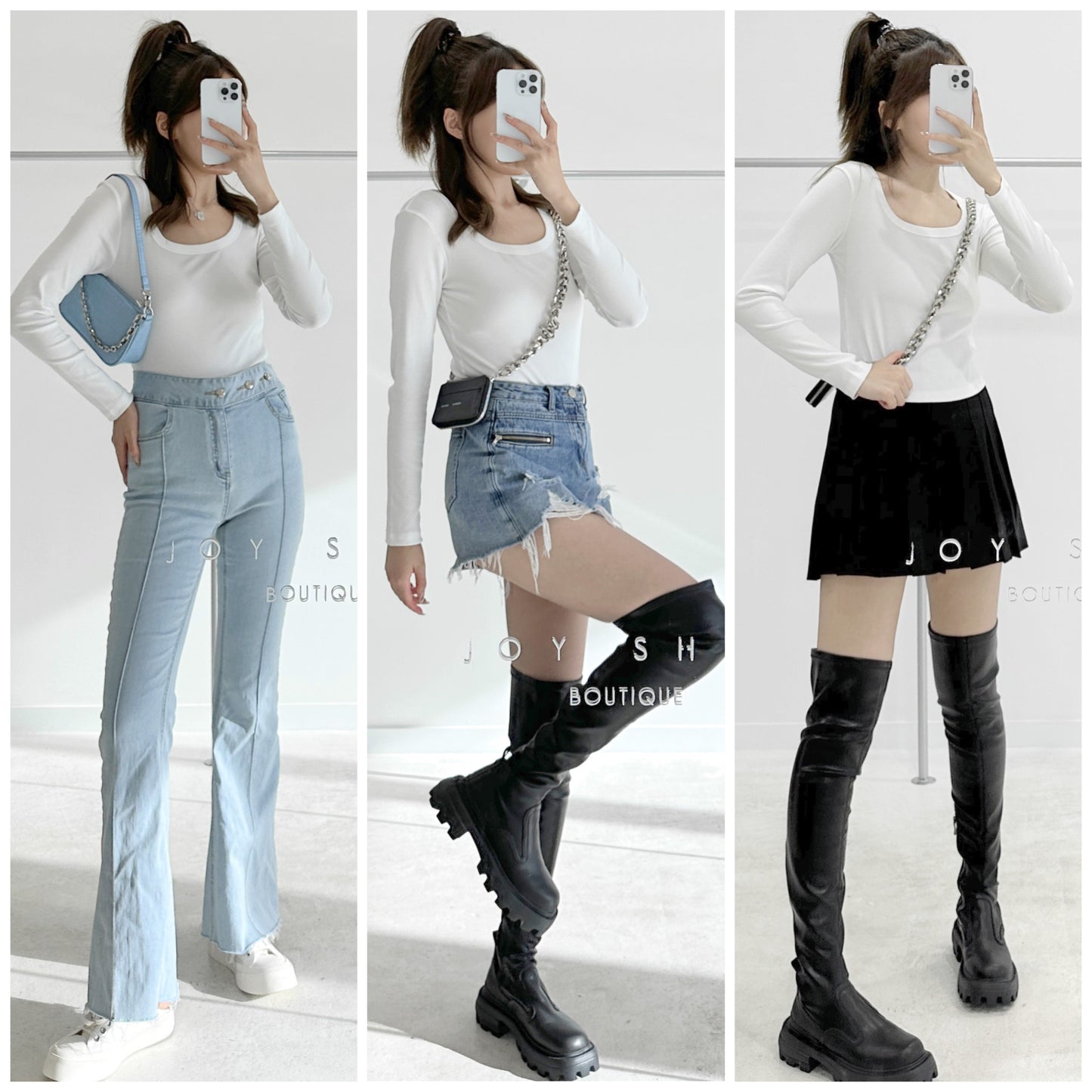 square-necked short cropped long-sleeved top