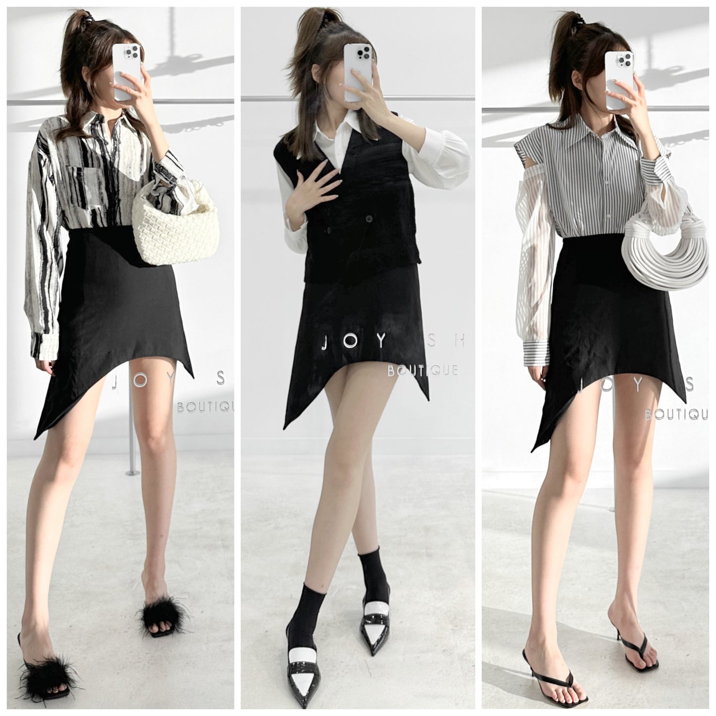 asymmetric high-waisted short skirt