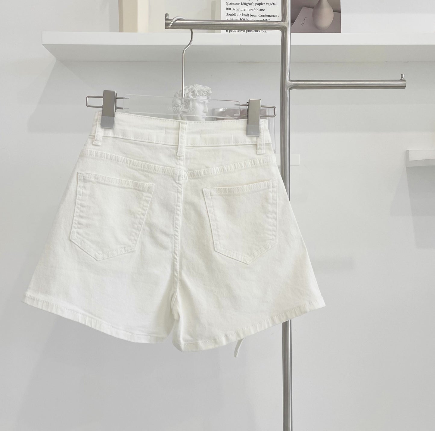 cut-out denim shorts