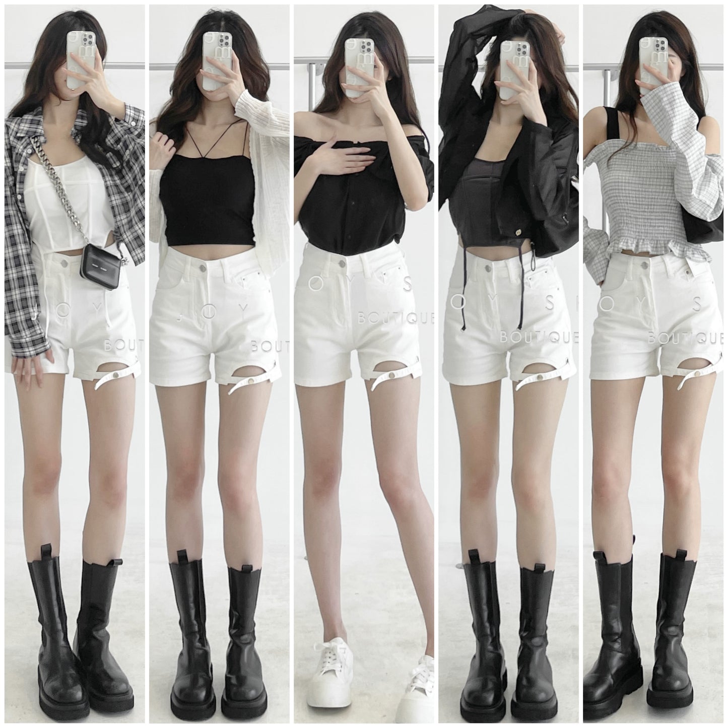 cut-out denim shorts