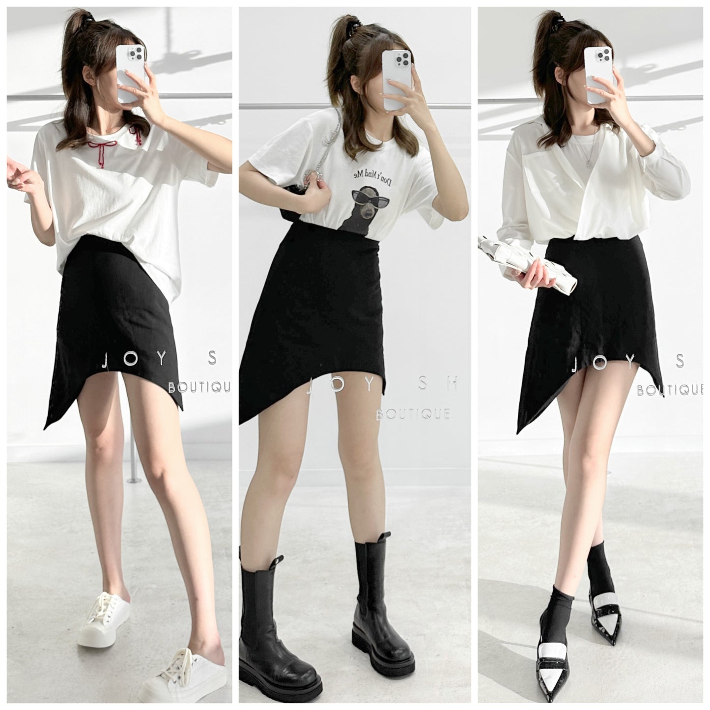 asymmetric high-waisted short skirt