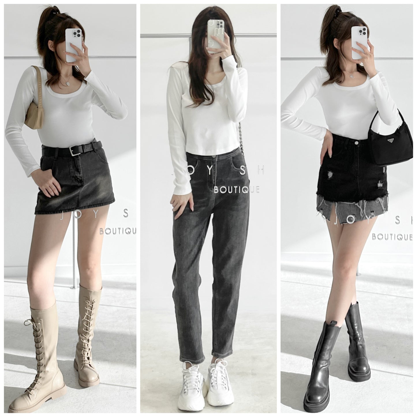square-necked short cropped long-sleeved top