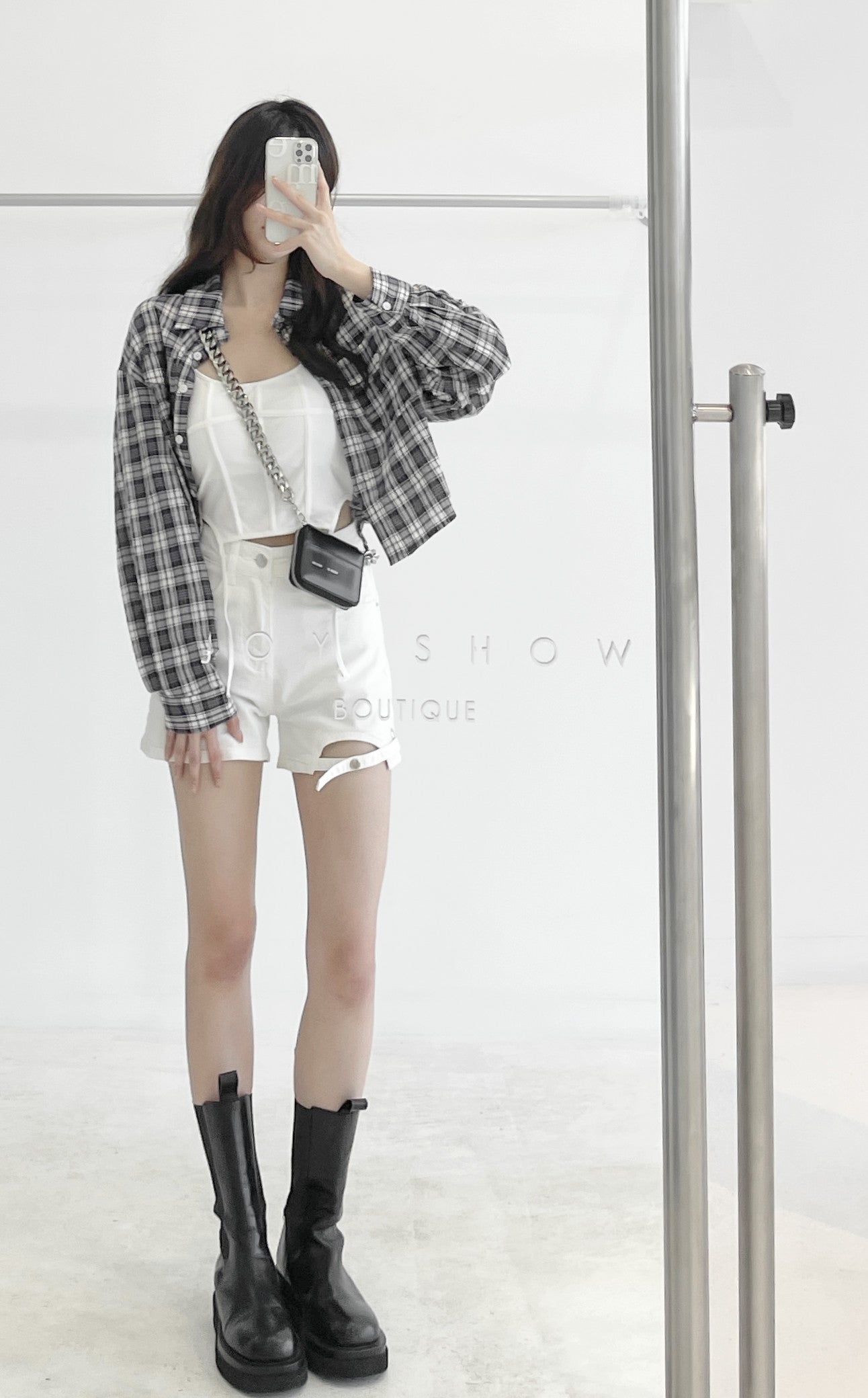 cut-out denim shorts