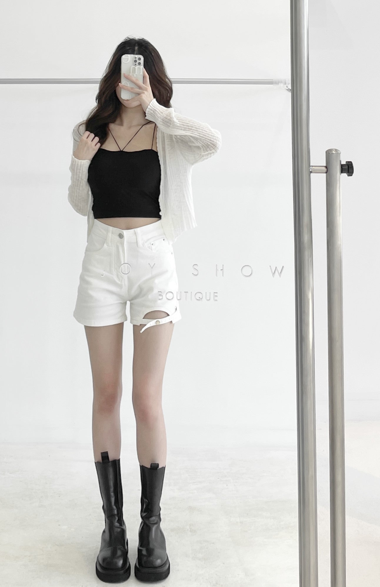 cut-out denim shorts