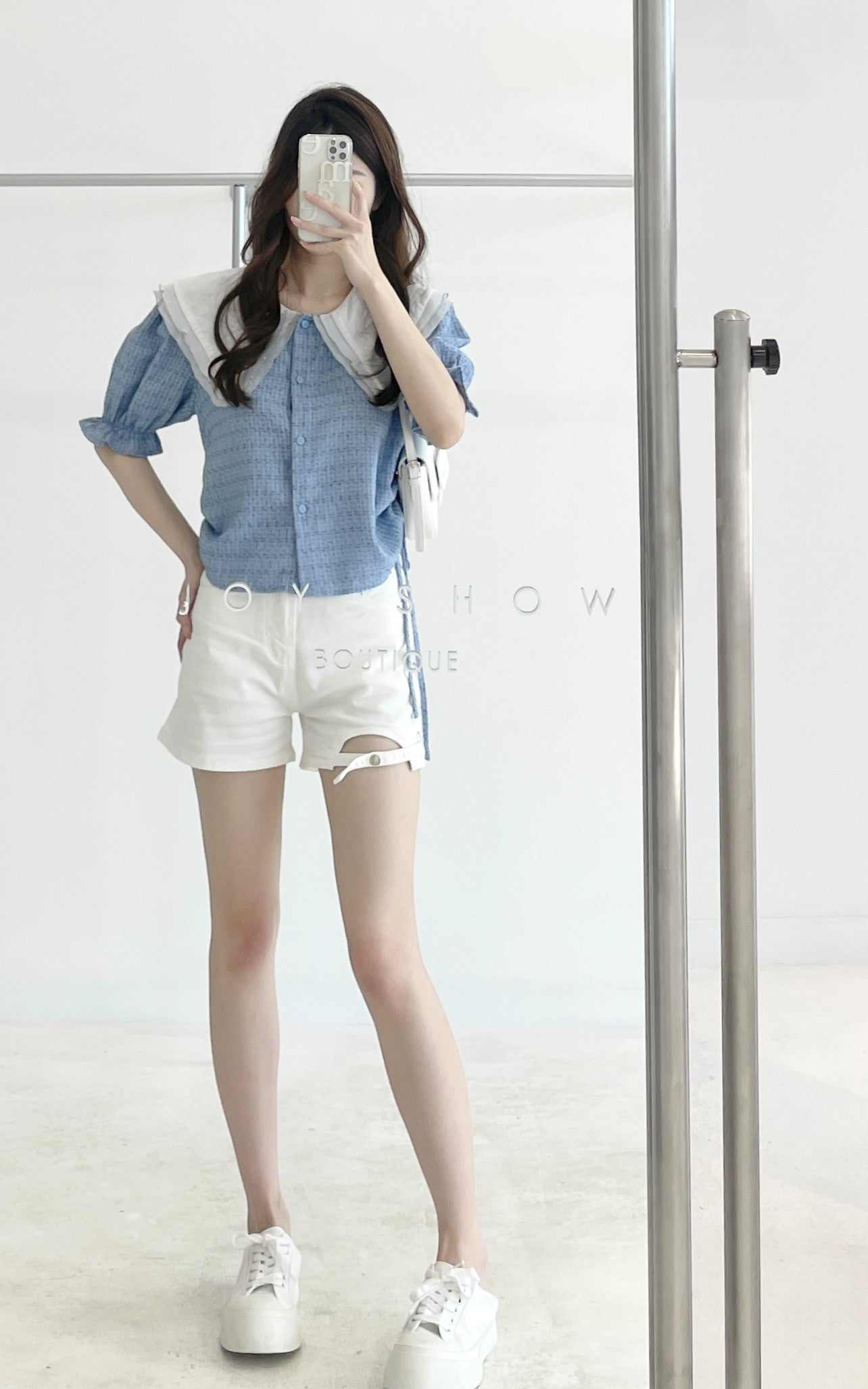 cut-out denim shorts