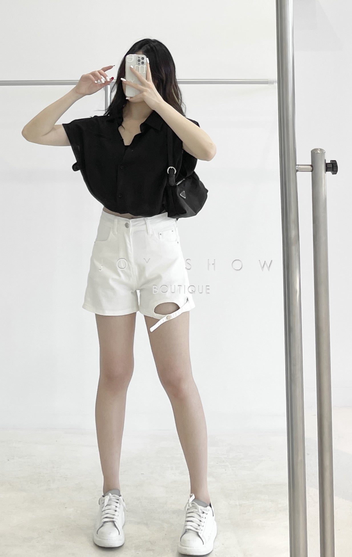 cut-out denim shorts