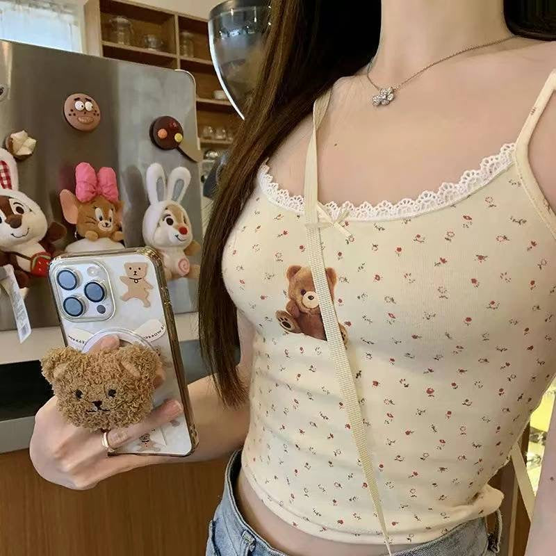 Bear Flower Lace Suspender