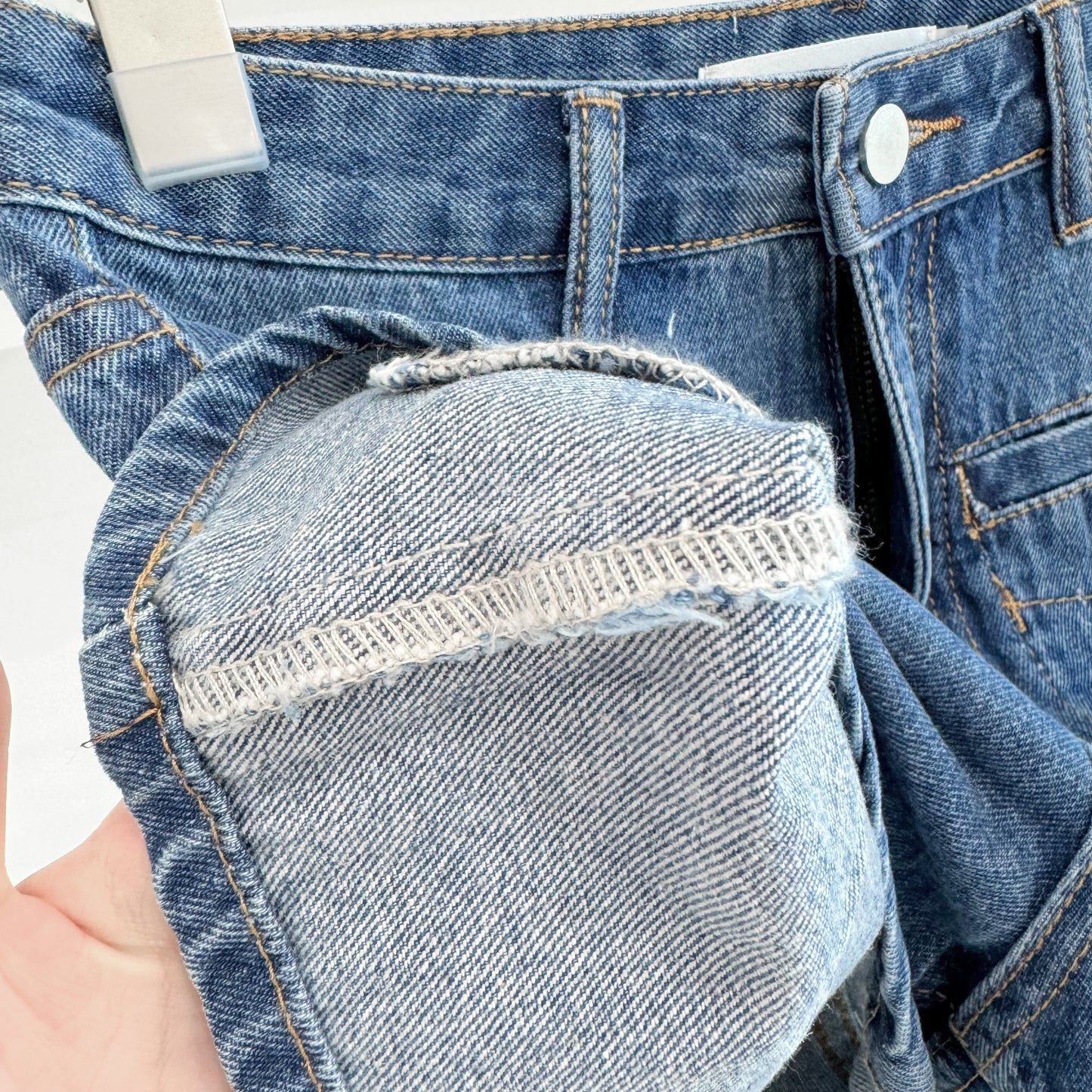 High-waisted stretch denim shorts