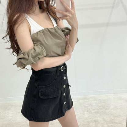 Belt breasted culottes