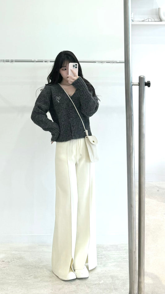 Knit Drawstring Split-Leg Pants