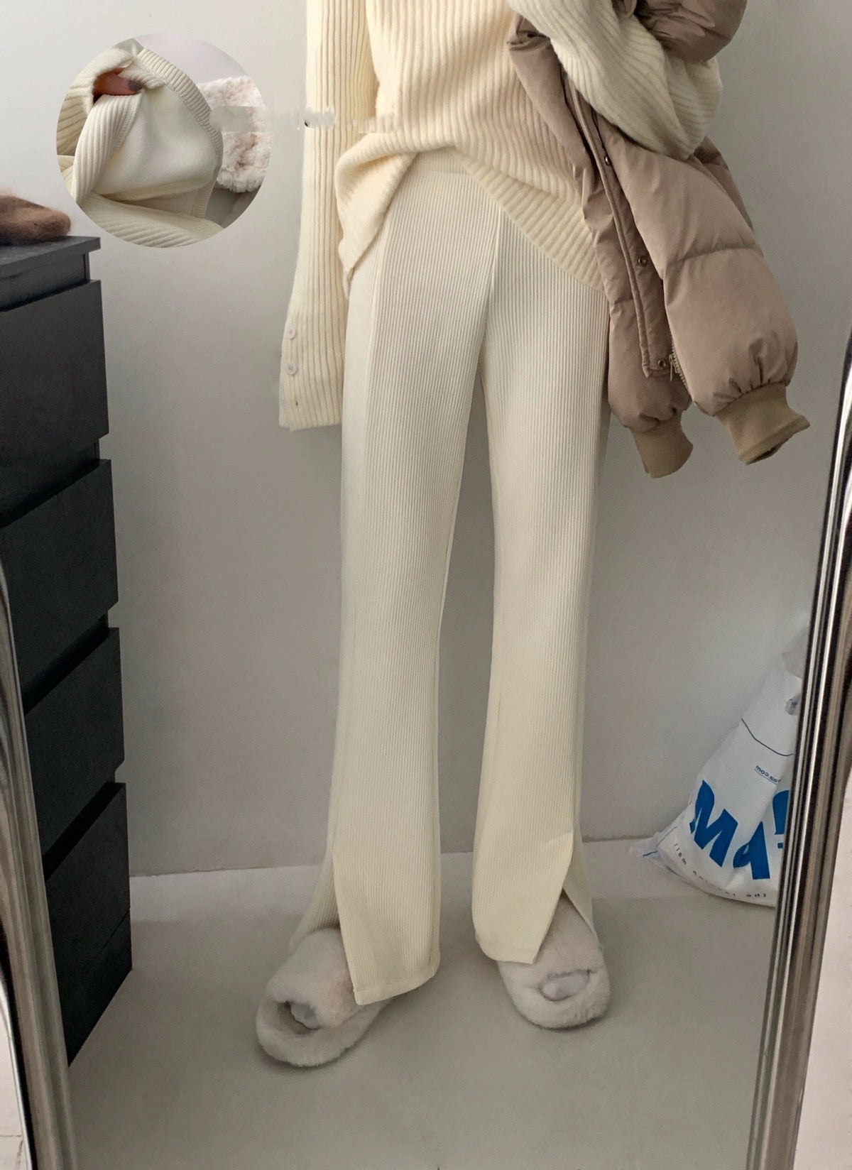 Corduroy Split-Leg Pants