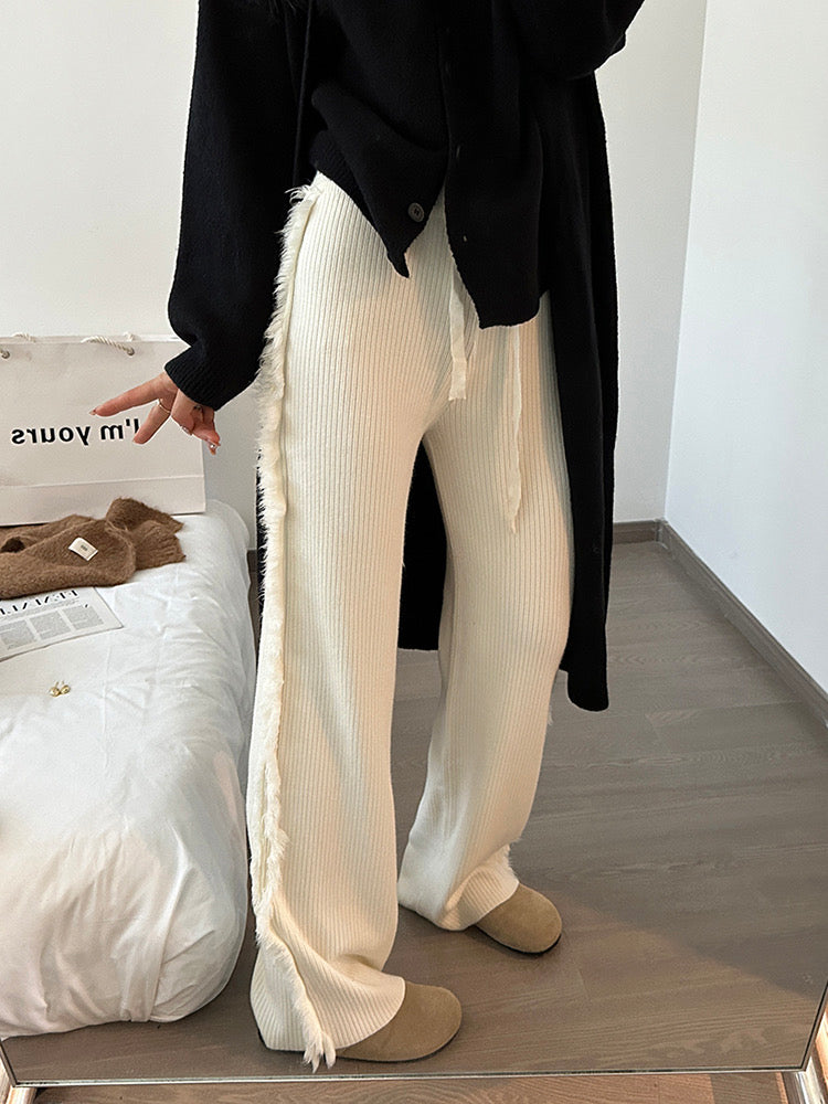 Fringe Hem Knit Pants