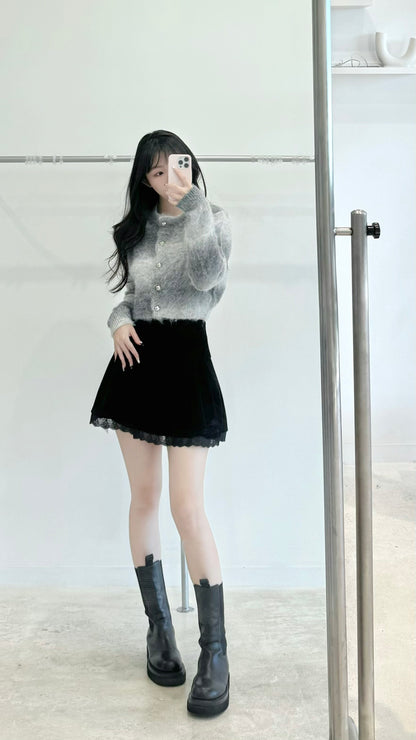 Ombre Long-Pile Short Cardigan