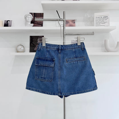 Pocket Denim Workwear Mini Skirt