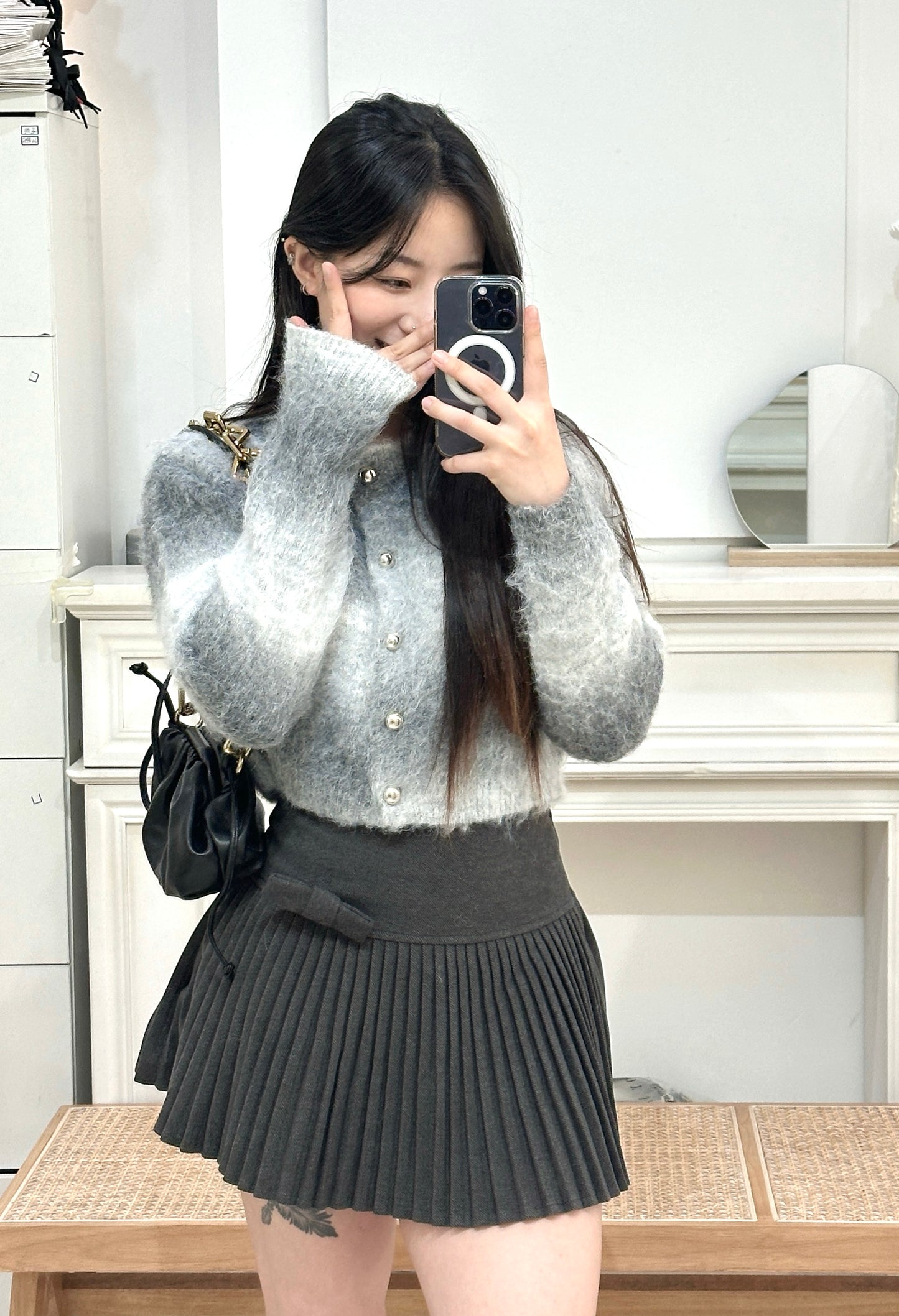 Ombre Long-Pile Short Cardigan