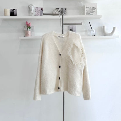 Mesh-Trim Wool Cardigan