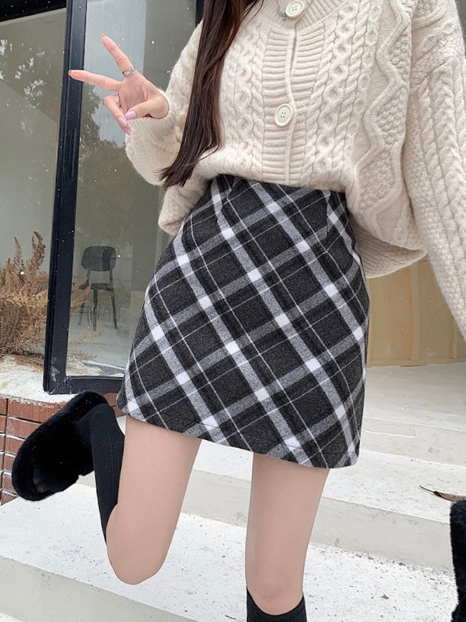 Wool Plaid Skirt