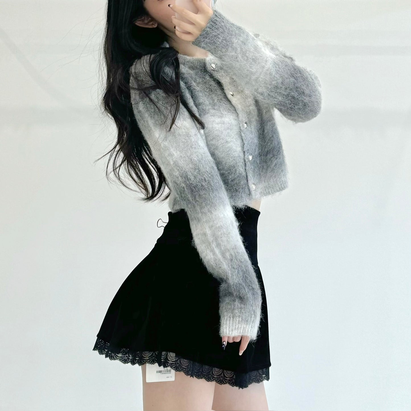 Ombre Long-Pile Short Cardigan