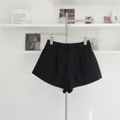 High-waisted wide-leg tailored shorts
